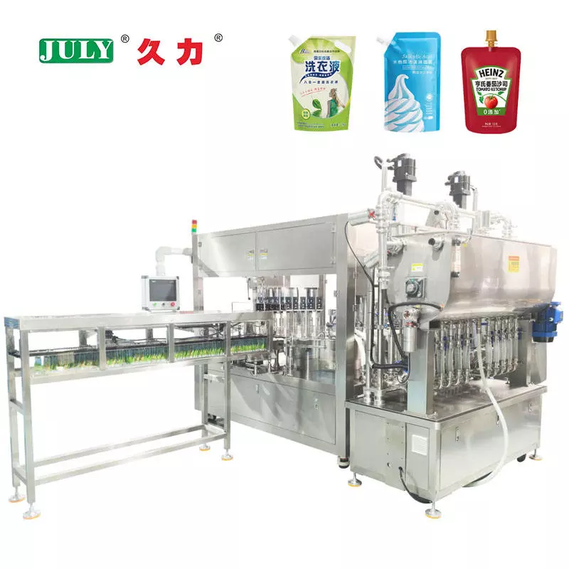 Automatic Spout Pouch Filling Machine | For Juice, Ketchup, Detergent & Viscous Liquid Stand-up Pouches